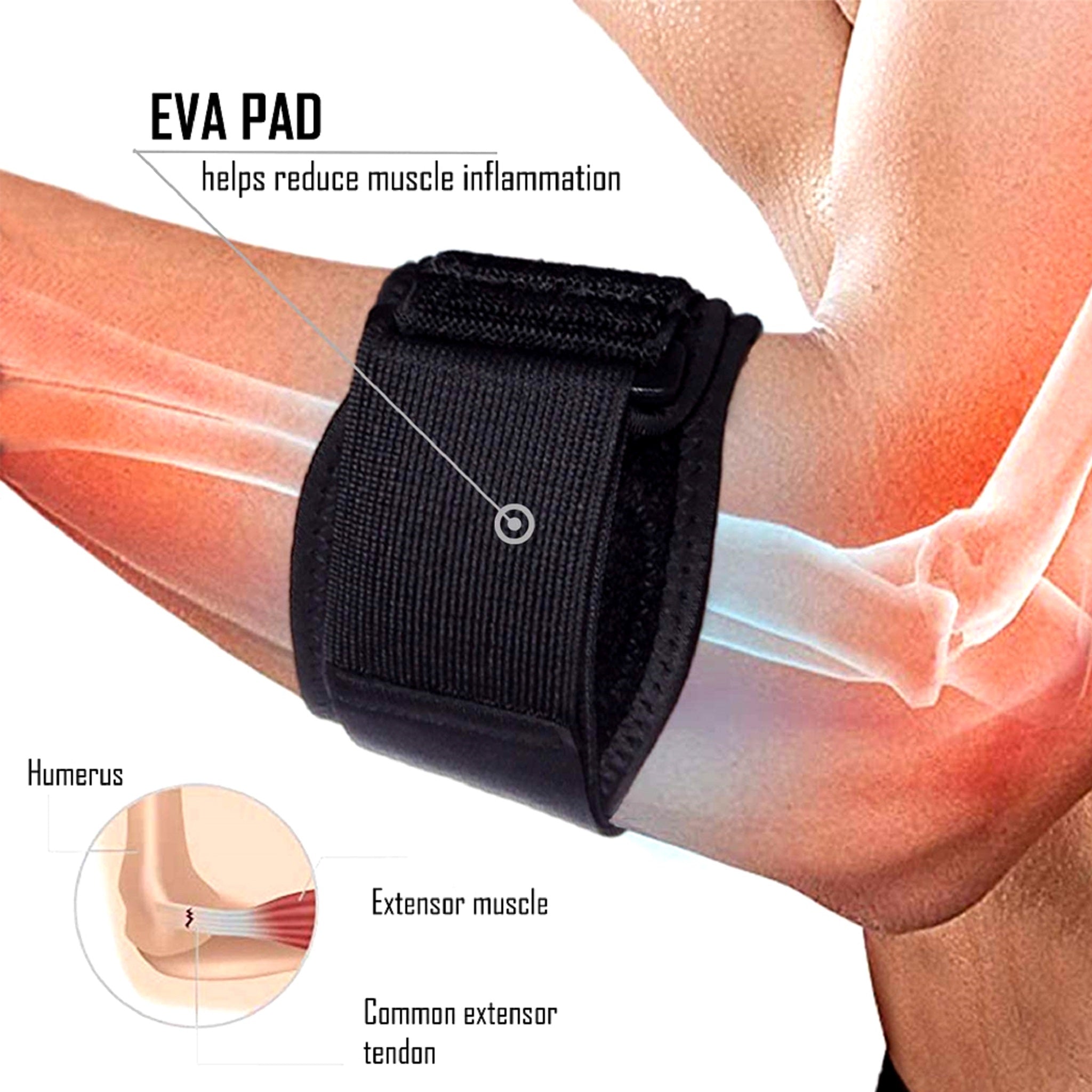 Tendonitis compression pad tennis & golfer's elbow strap band