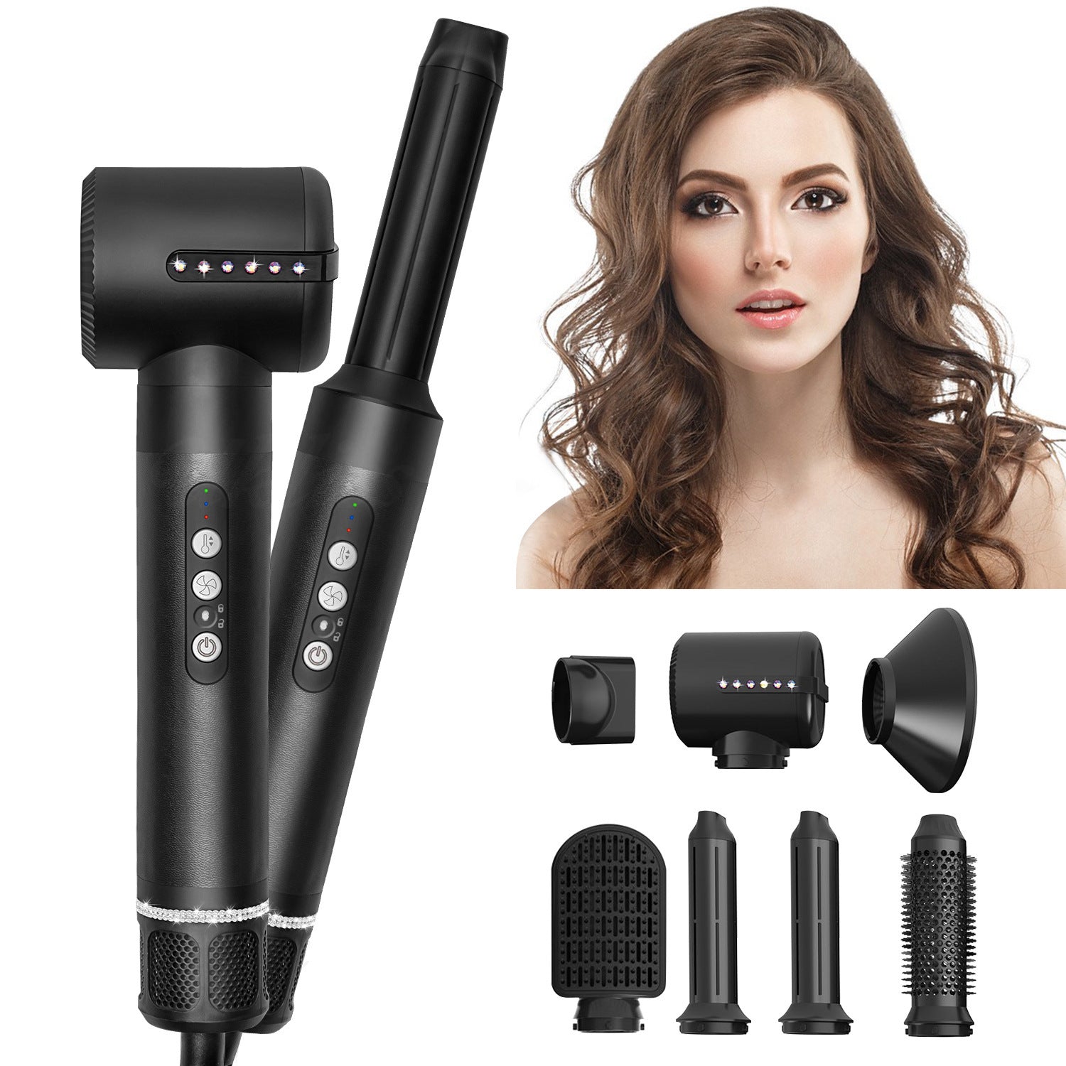 7 in 1 Hair Styling Hot Air Brush Curling Wand Set