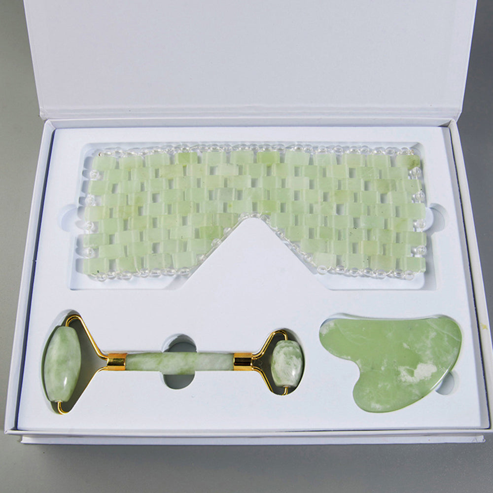 Facial Care Jade Roller Guasha Scraper eye Mask Set