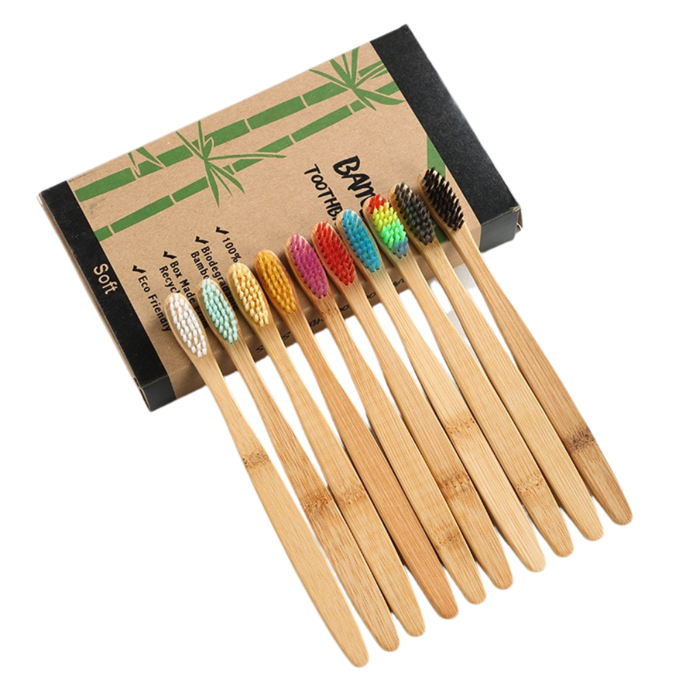 Natural bamboo toothbrush set soft bristle charcoal teeth