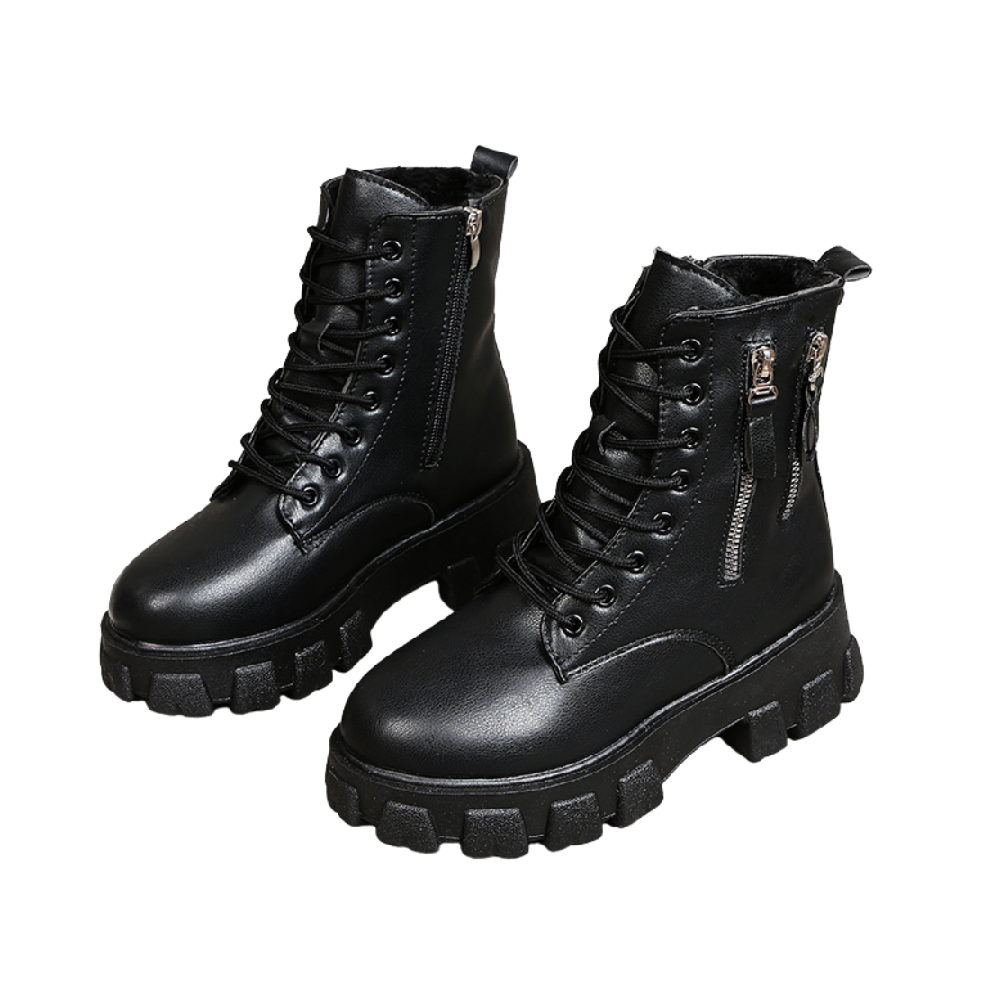 Women's ankle snow booties warm shoes with fur