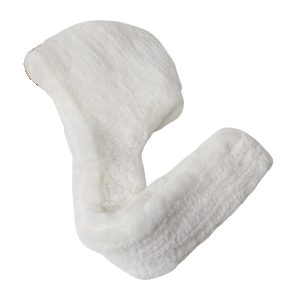 Women's Real Rex Rabbit Fur Hooded Hat Scarf