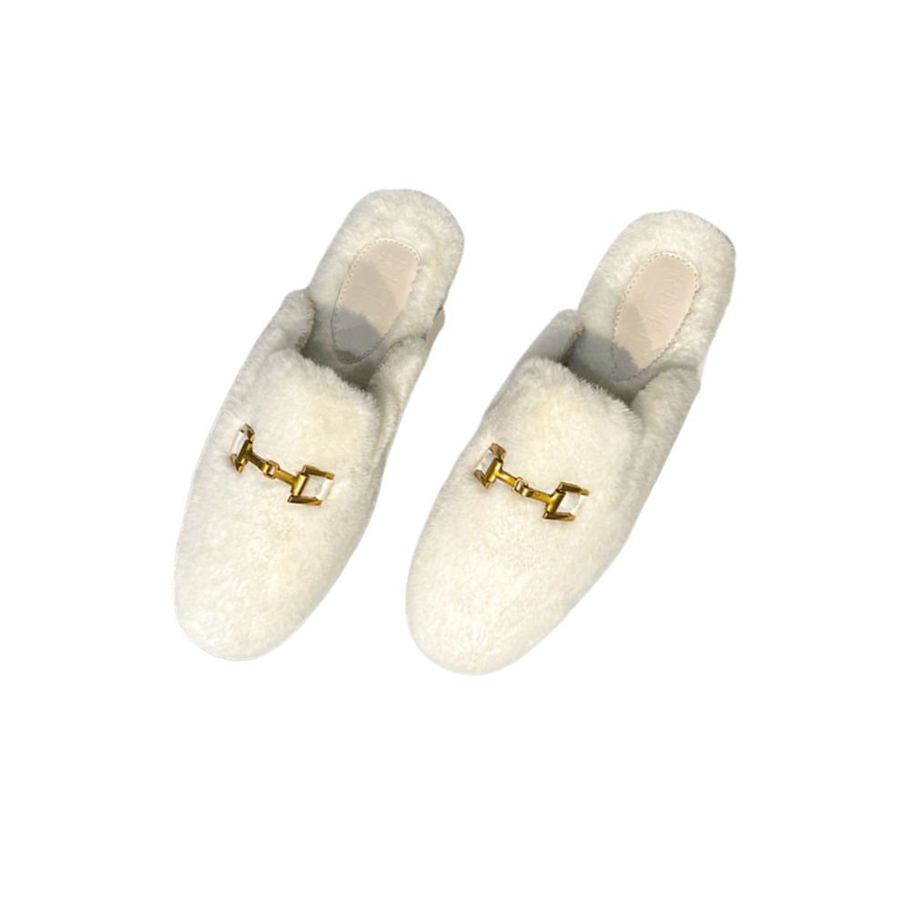 Women's plush flat slippers