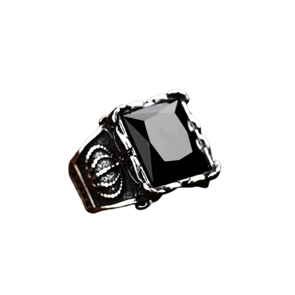 Stainless steel black stone ring stunning
