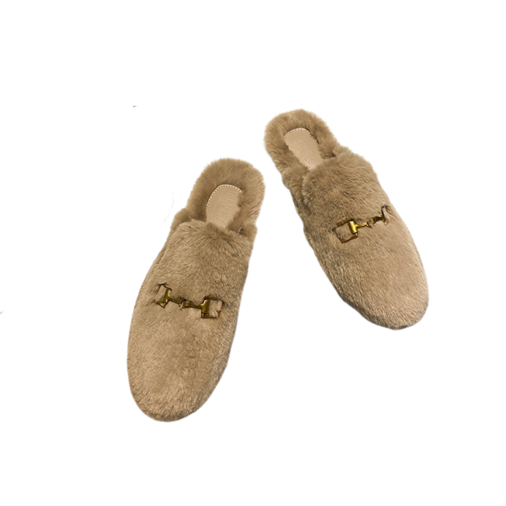 Women's plush flat slippers