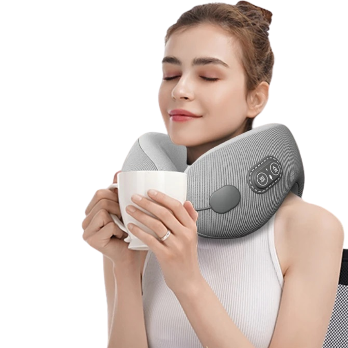 Memory Foam Heating Massage Travel Neck Pillow