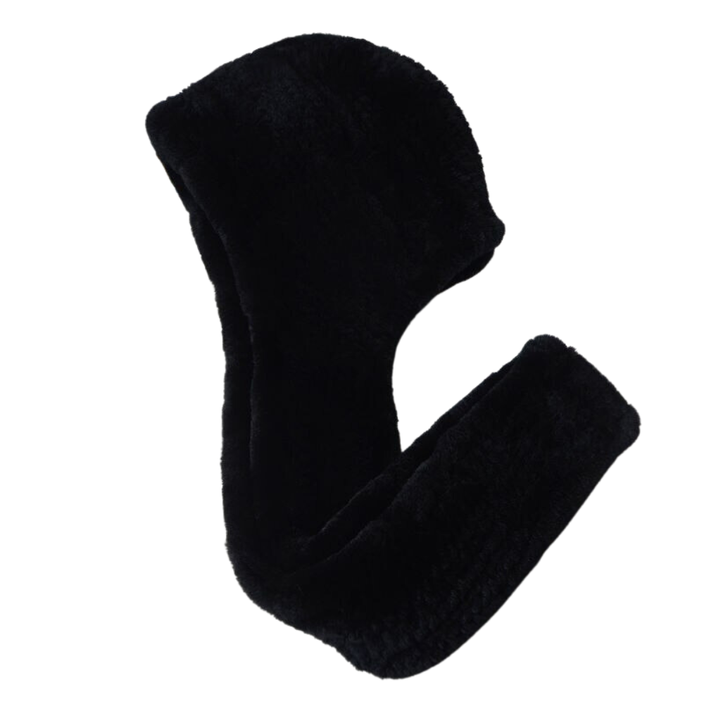 Women's Real Rex Rabbit Fur Hooded Hat Scarf