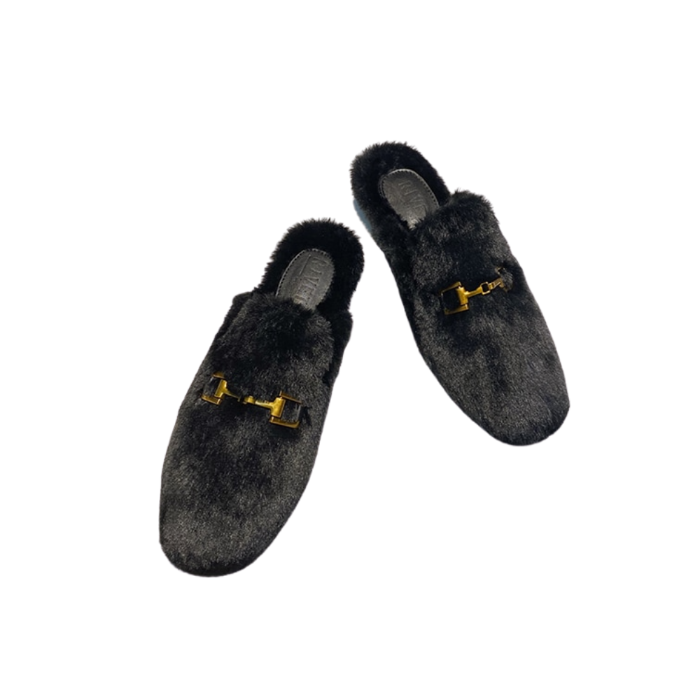 Women's plush flat slippers