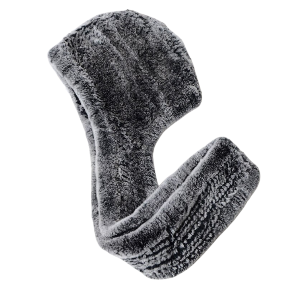 Women's Real Rex Rabbit Fur Hooded Hat Scarf
