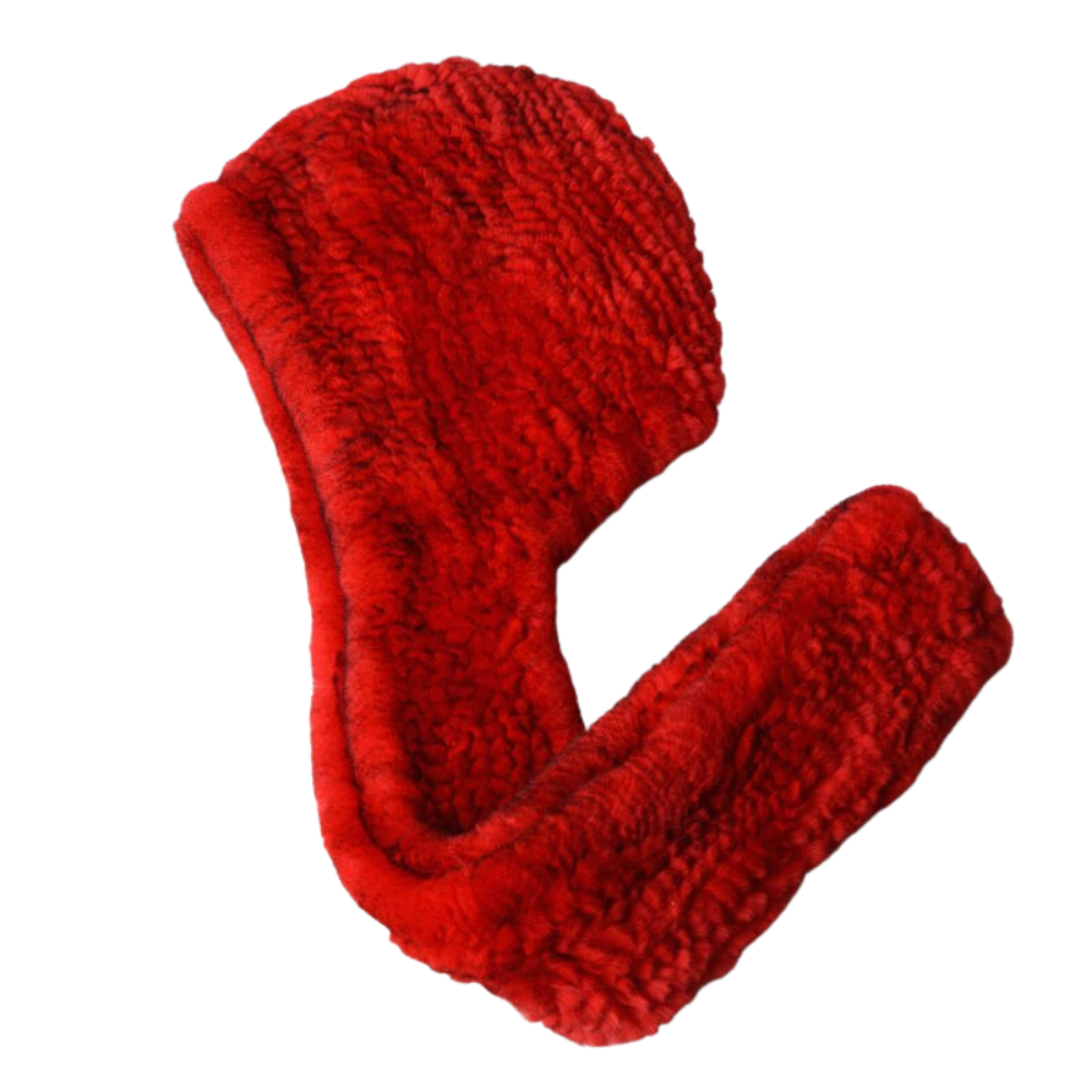 Women's Real Rex Rabbit Fur Hooded Hat Scarf