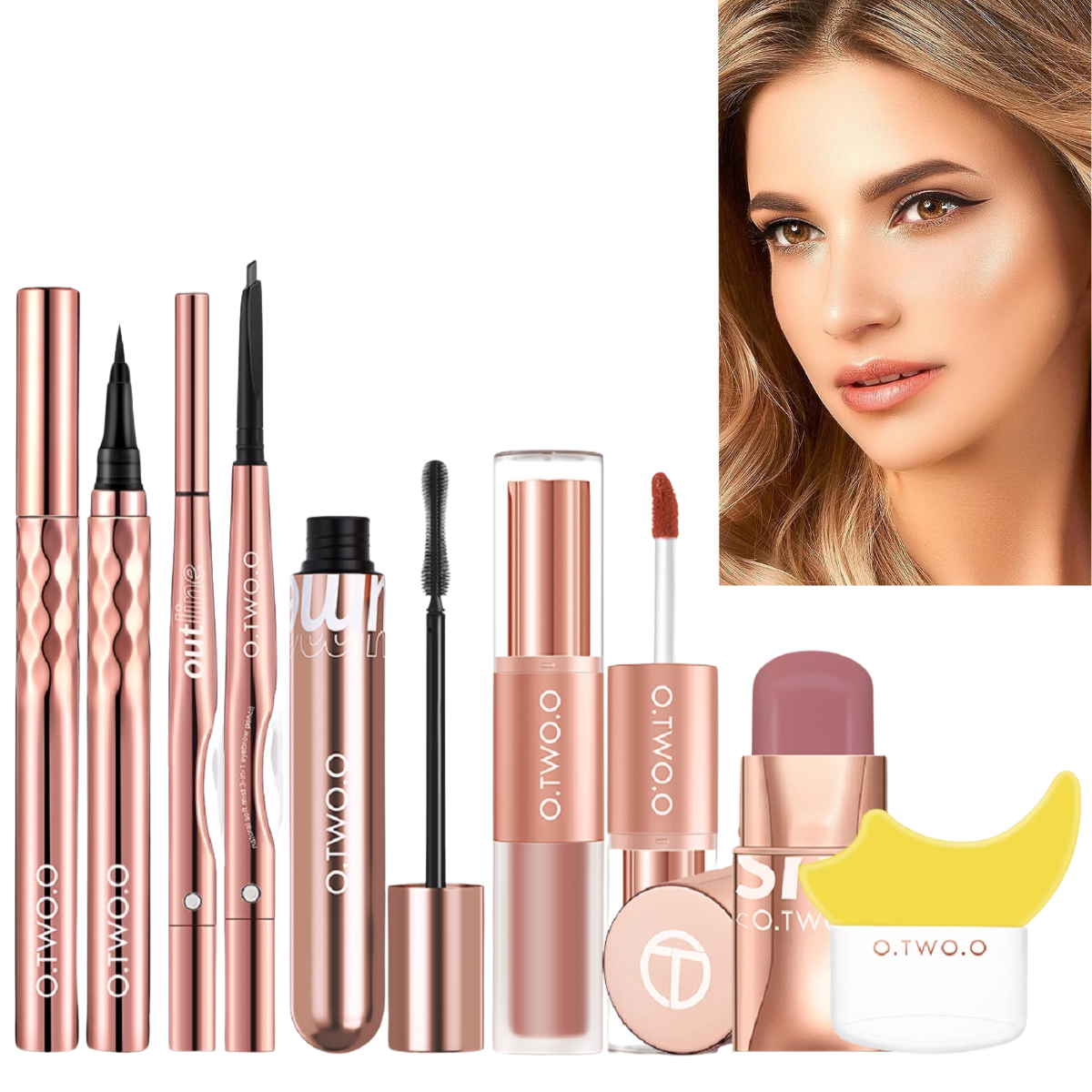 2 in 1 Lipstick Eyebrow Pencil Eyeliner 4d Fiber Mascara Makeup Set