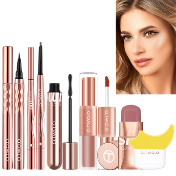 2 in 1 Lipstick Eyebrow Pencil Eyeliner 4d Fiber Mascara Makeup Set