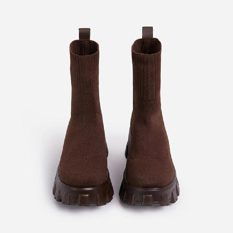 Women Mid-Calf Thick Heel Chelsea Boots