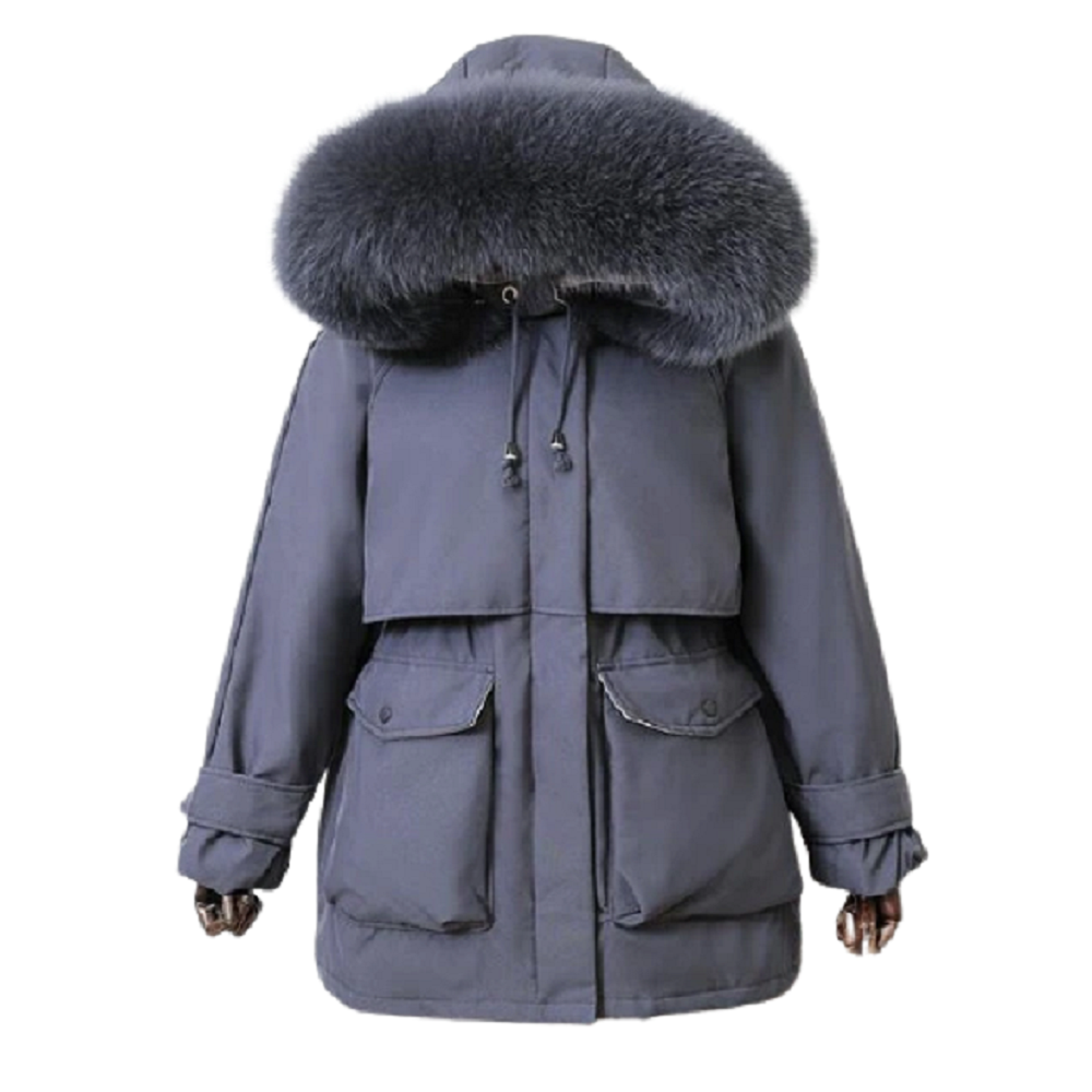 Women's winter waterproof warm parka jacket with fur hood