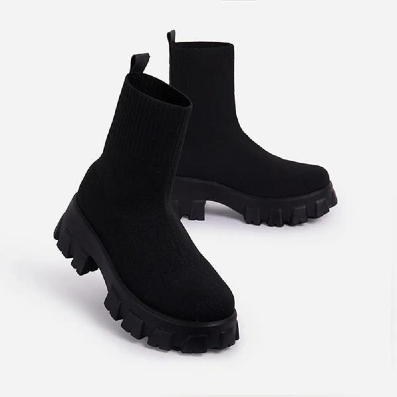 Women Mid-Calf Thick Heel Chelsea Boots