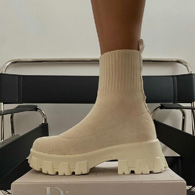 Women Mid-Calf Thick Heel Chelsea Boots