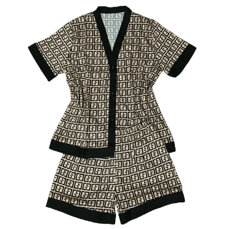 Luxury women's short sleeve pajamas set