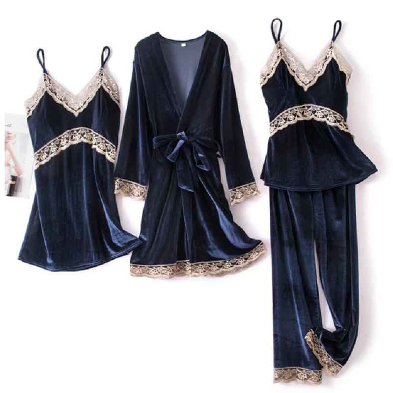 Women's velvet warm winter pyjamas set
