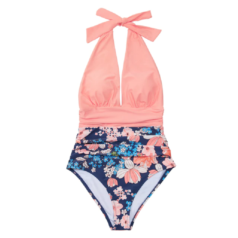 Floral V-neck halter swimsuit iciCosmetic™