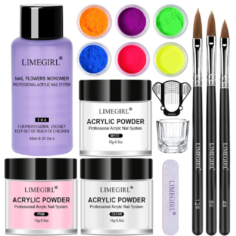 Nail Acrylic Extension Neon Phosphor-Powder Set