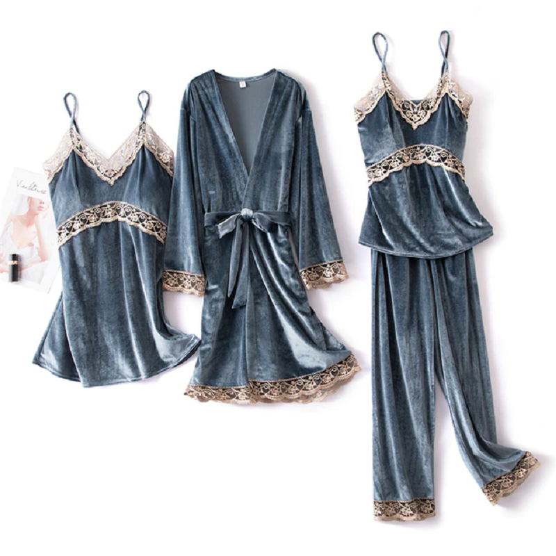 Women's velvet warm winter pyjamas set