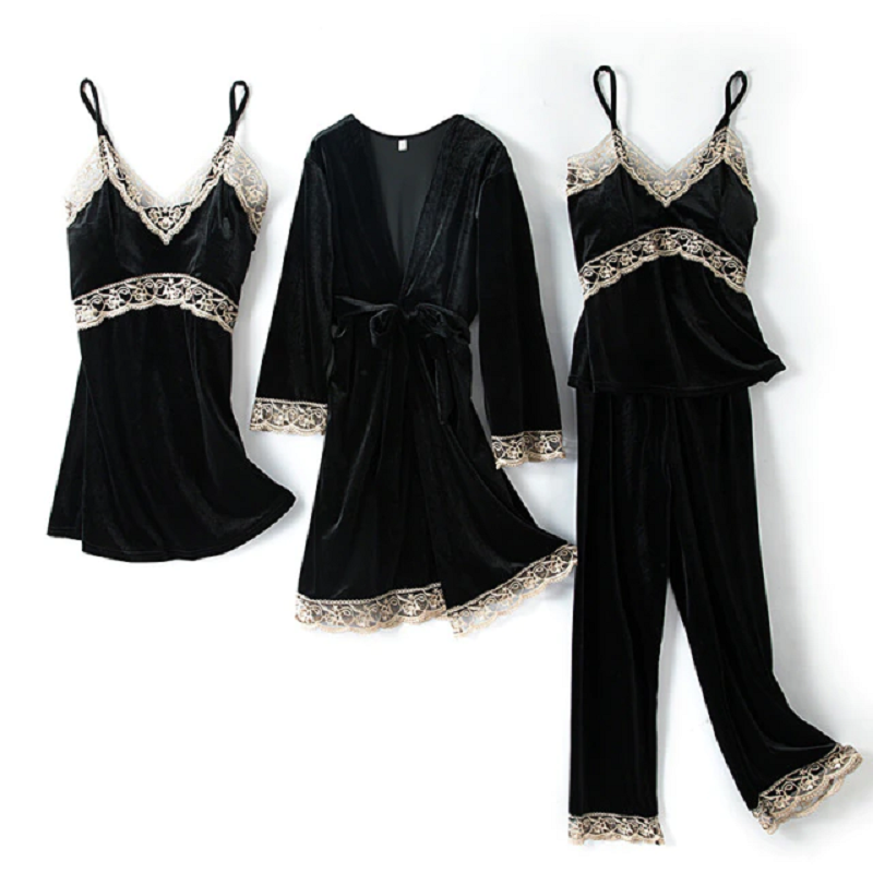Women's velvet warm winter pyjamas set