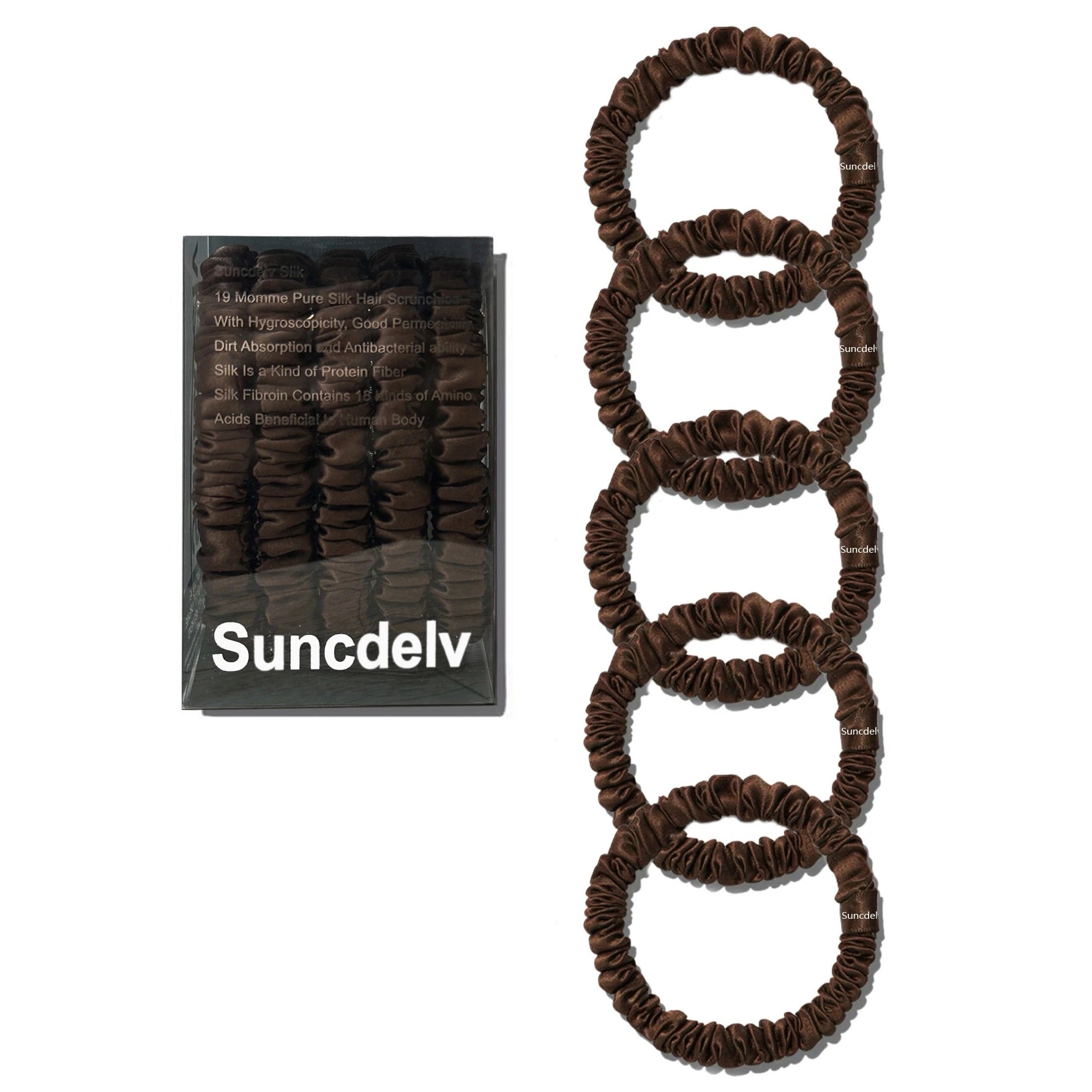 5-Pack Mulberry Silk Scrunchies – Hair Ties for Women and Girls