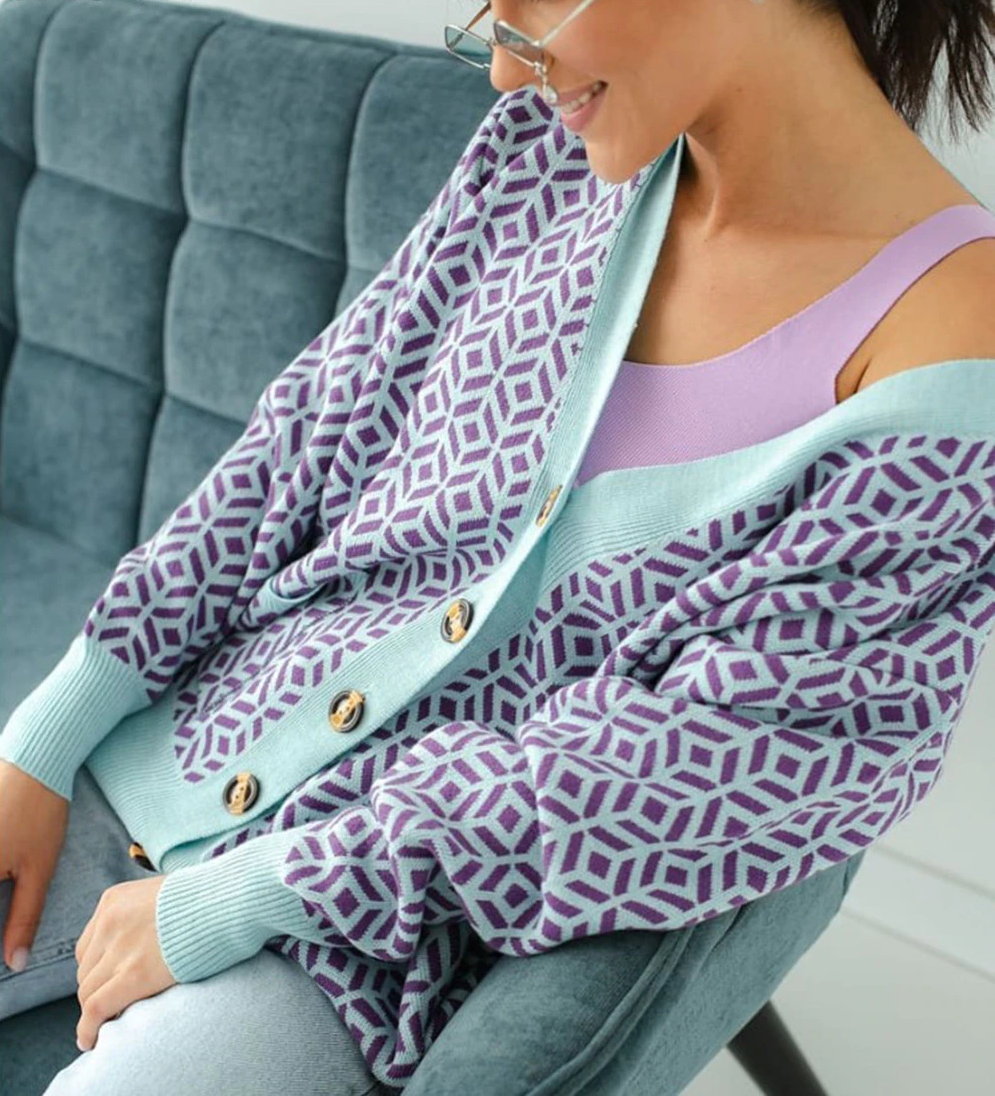 Women's Knitted vintage Sweater Diamond Pattern