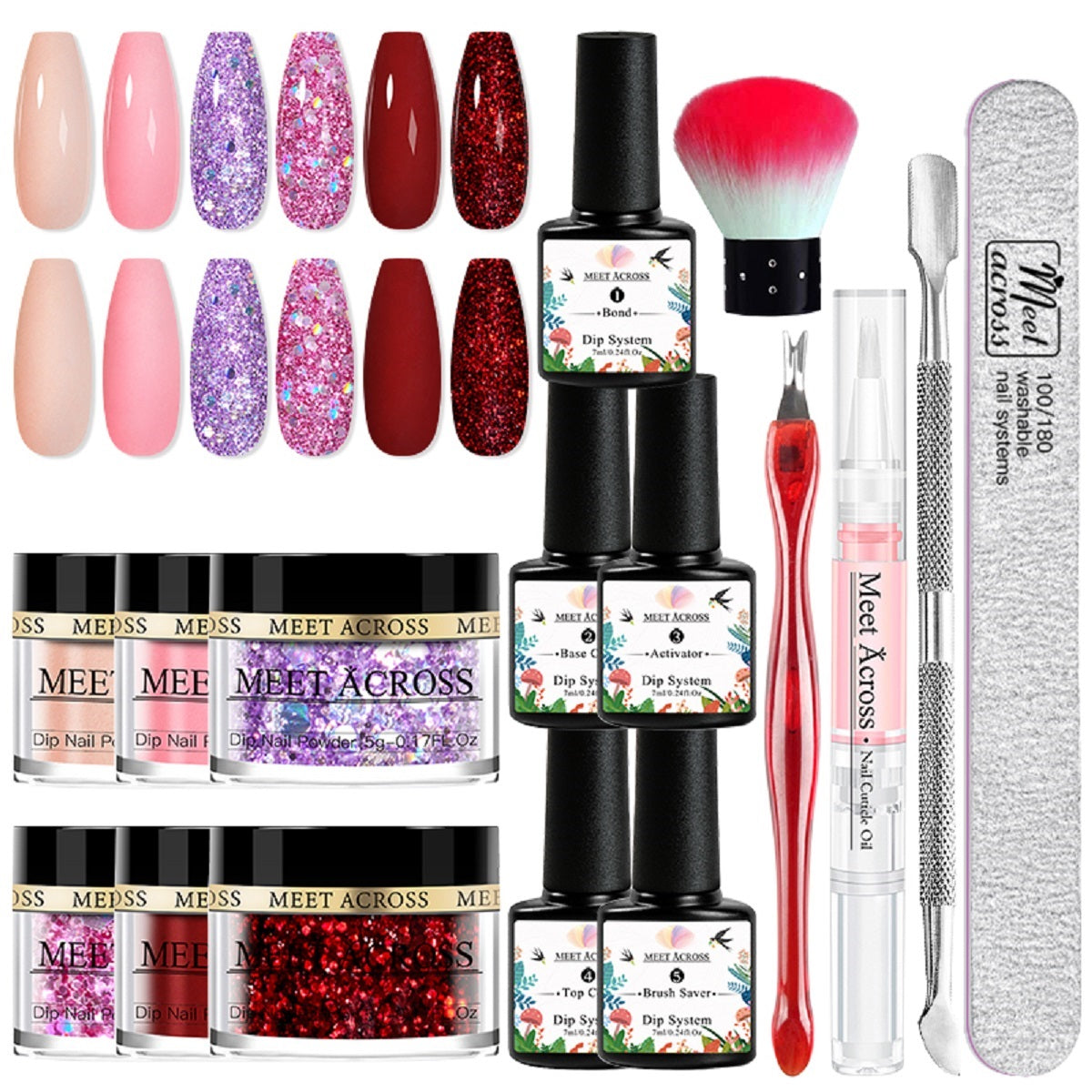 16pcs Dip Powder French Nails Art manicure Kit