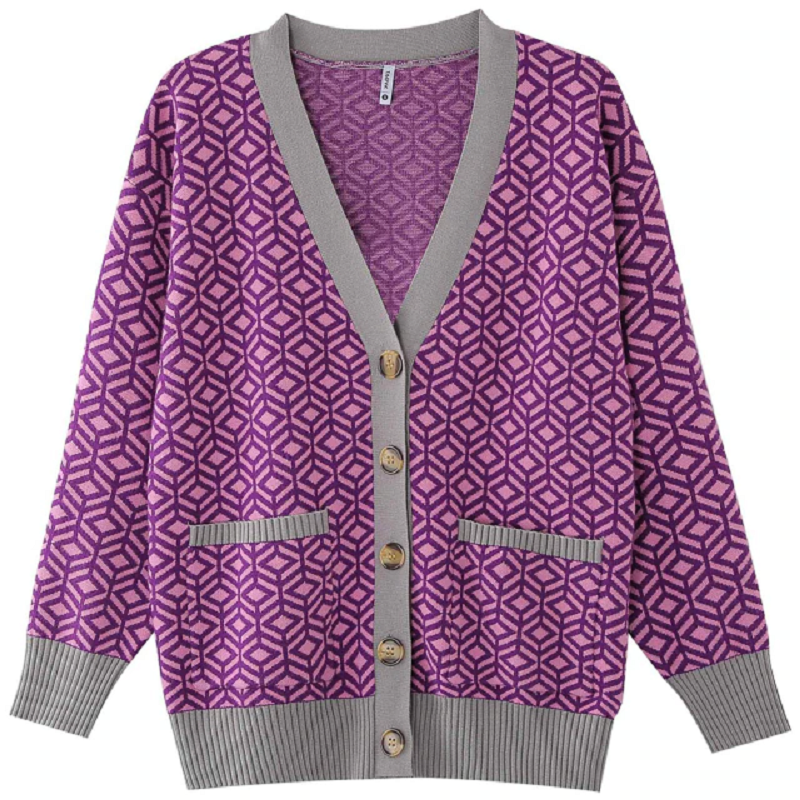 Women's Knitted vintage Sweater Diamond Pattern