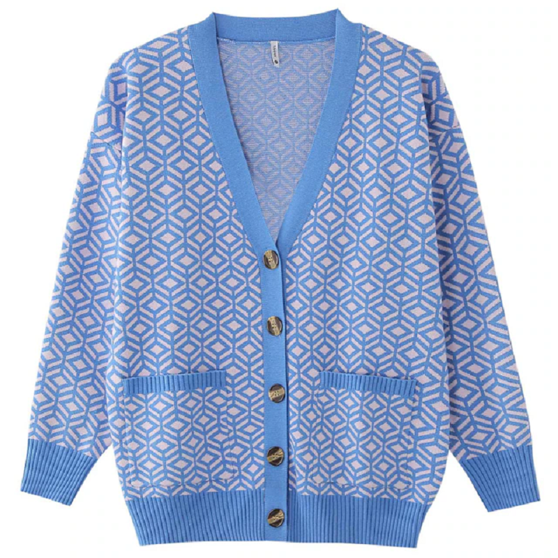 Women's Knitted vintage Sweater Diamond Pattern