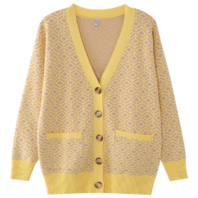Women's Knitted vintage Sweater Diamond Pattern