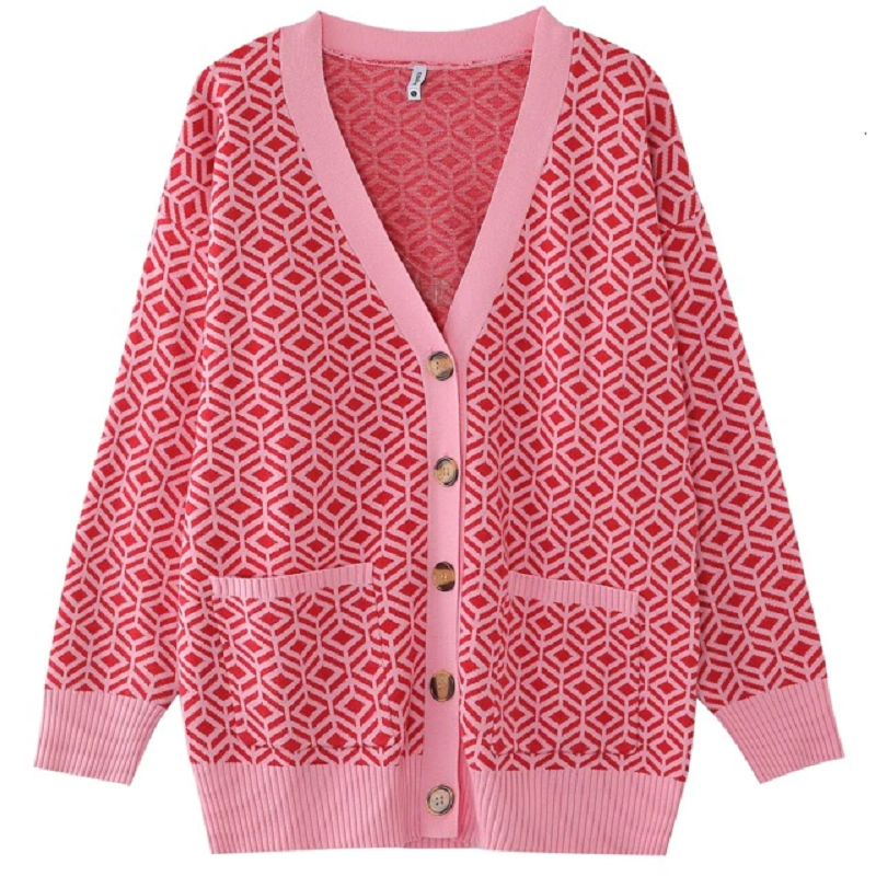 Women's Knitted vintage Sweater Diamond Pattern