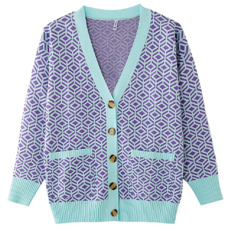 Women's Knitted vintage Sweater Diamond Pattern
