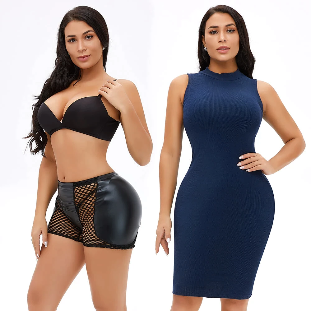 Synthetic Leather Hips Up Padded Panties iciCosmetic