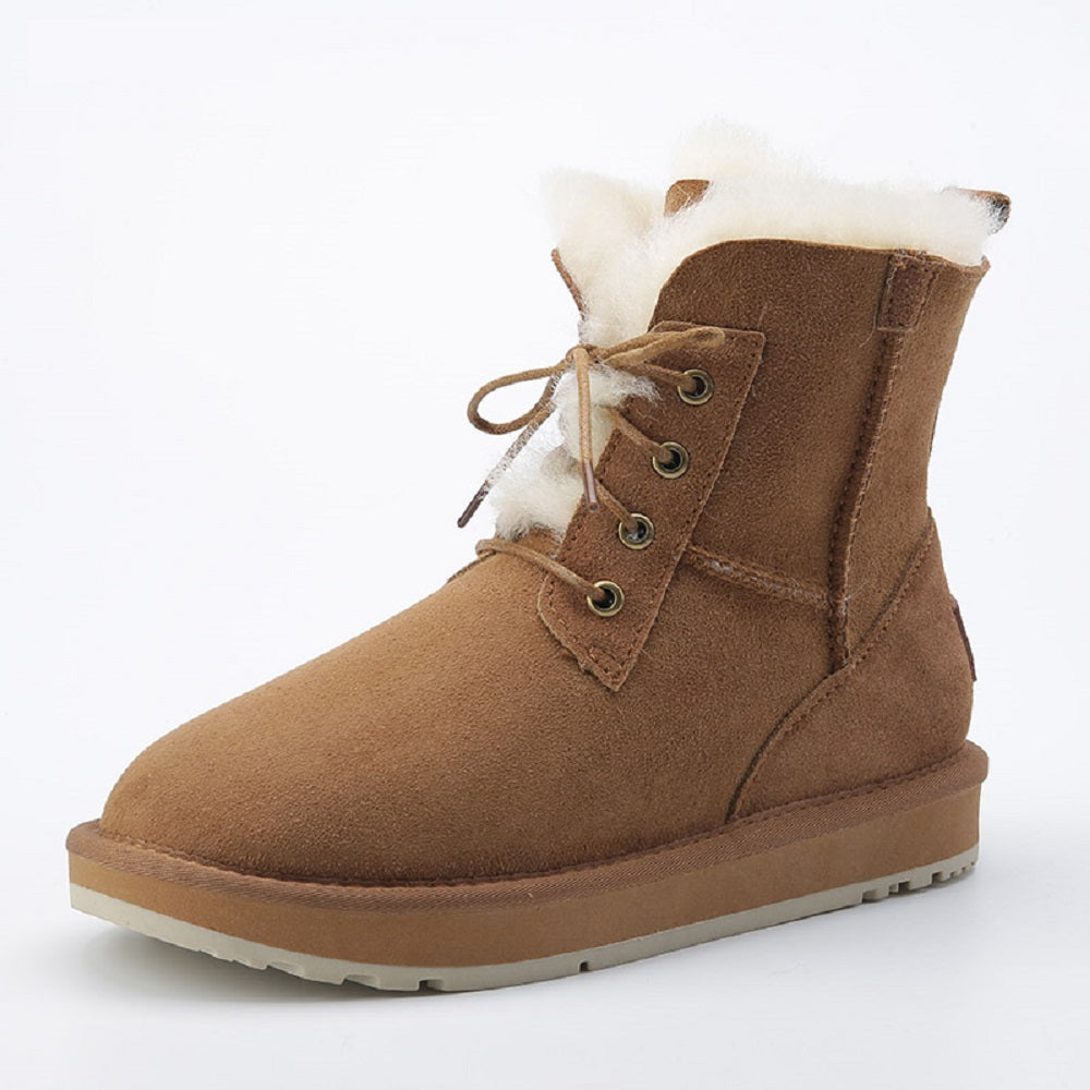 Women's Winter Snow Boots Suede Leather Warm Shoes