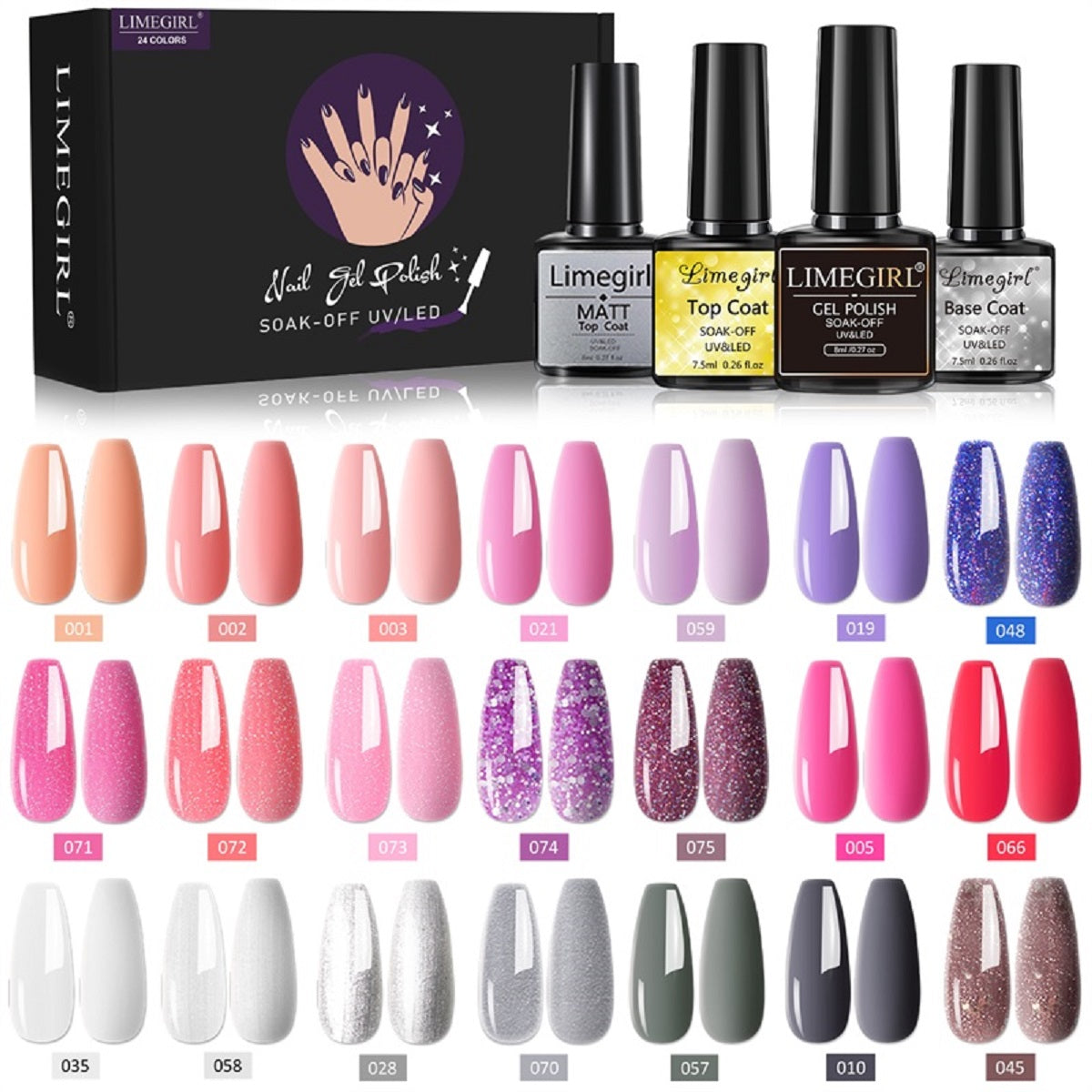 Gel Nail Polish Pink Glitter Gel Varnish Soak Off kit