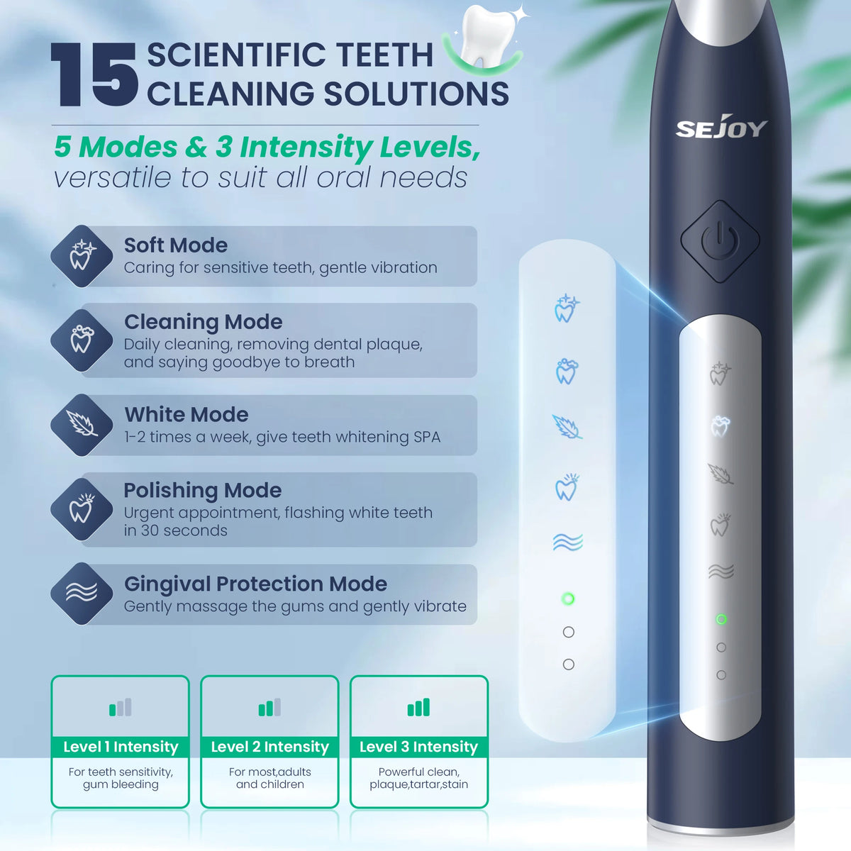 Rechargeable Electric Toothbrush – Waterproof with 10 Replacement Heads
