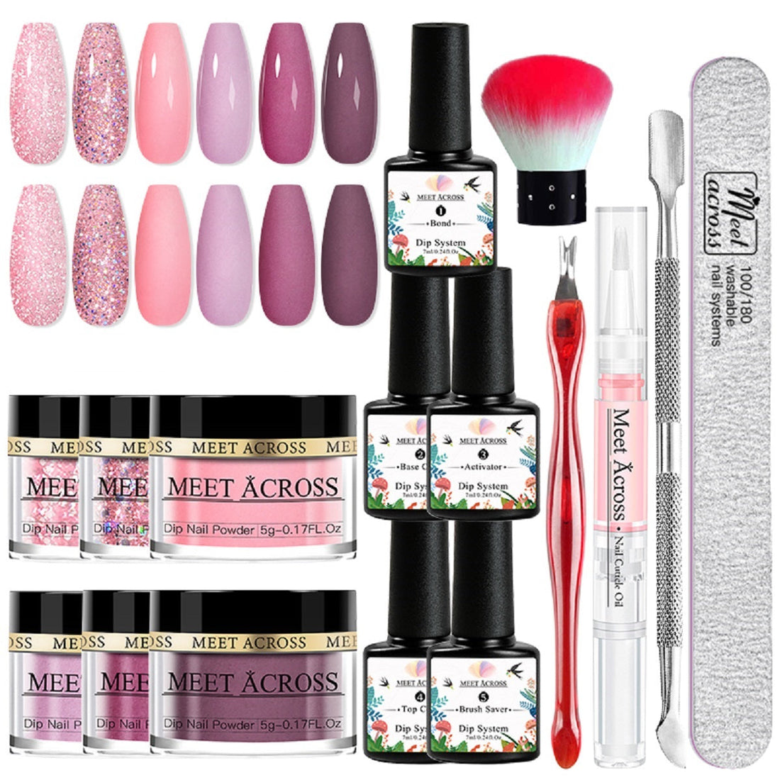 16pcs Dip Powder French Nails Art manicure Kit