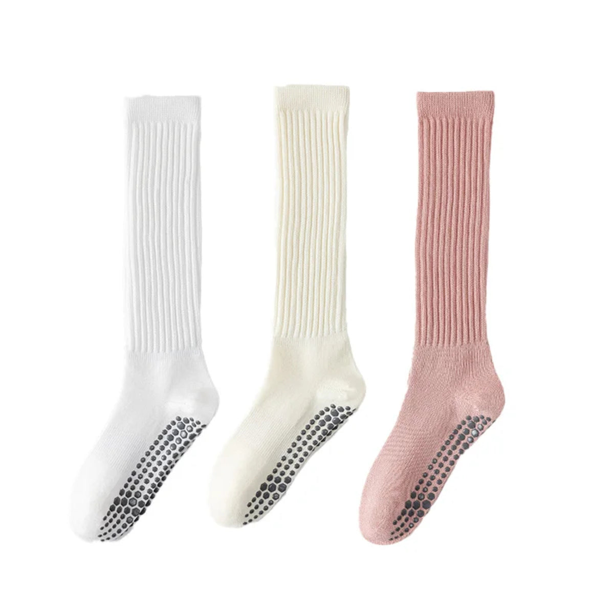 Women’s 3 Pairs Winter Cotton Socks – Warm Knee-High Non-Slip