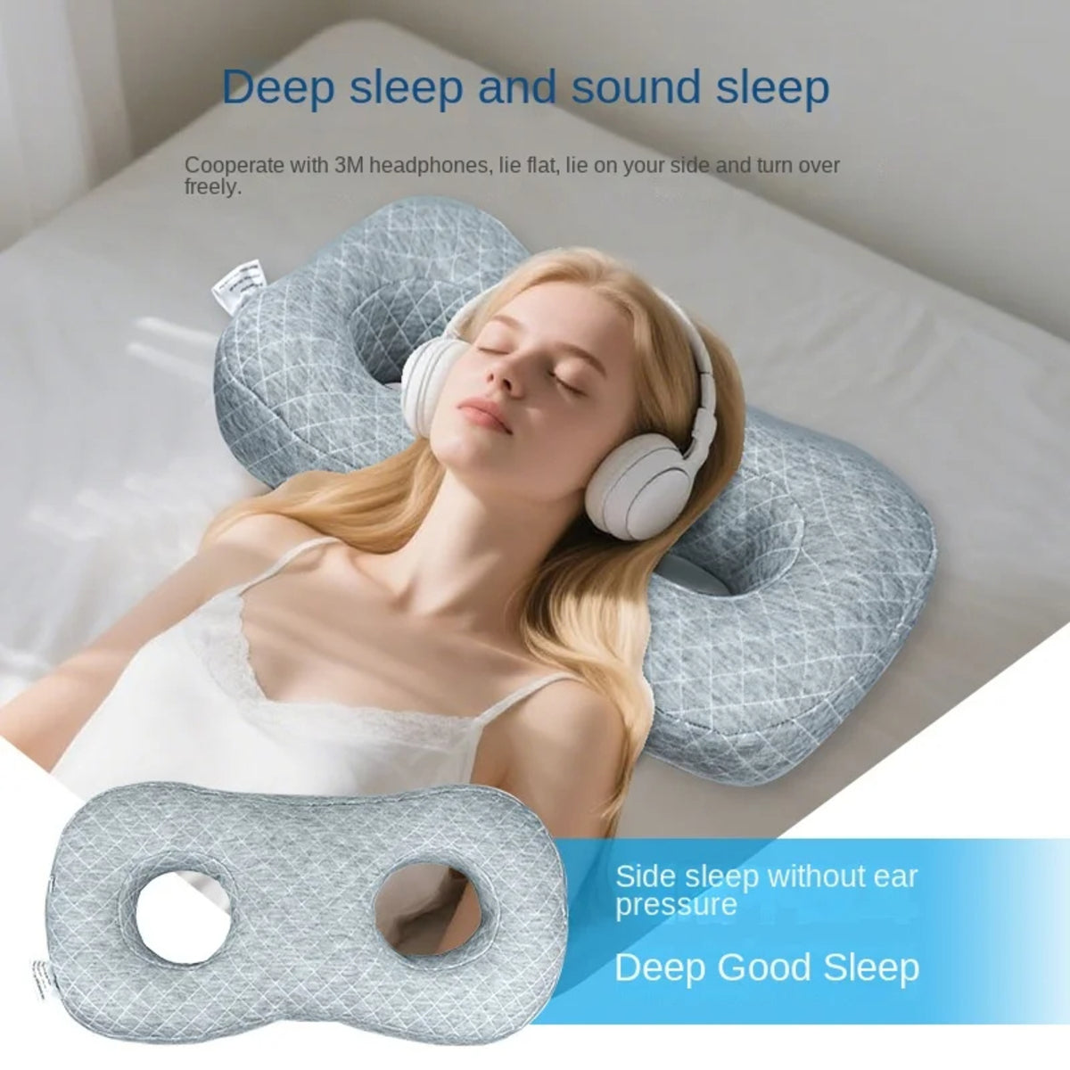 Ear Pillow with Ear Hole – Pressure-Relief Side Sleeping Pillow for Ear Pain and Beauty Care