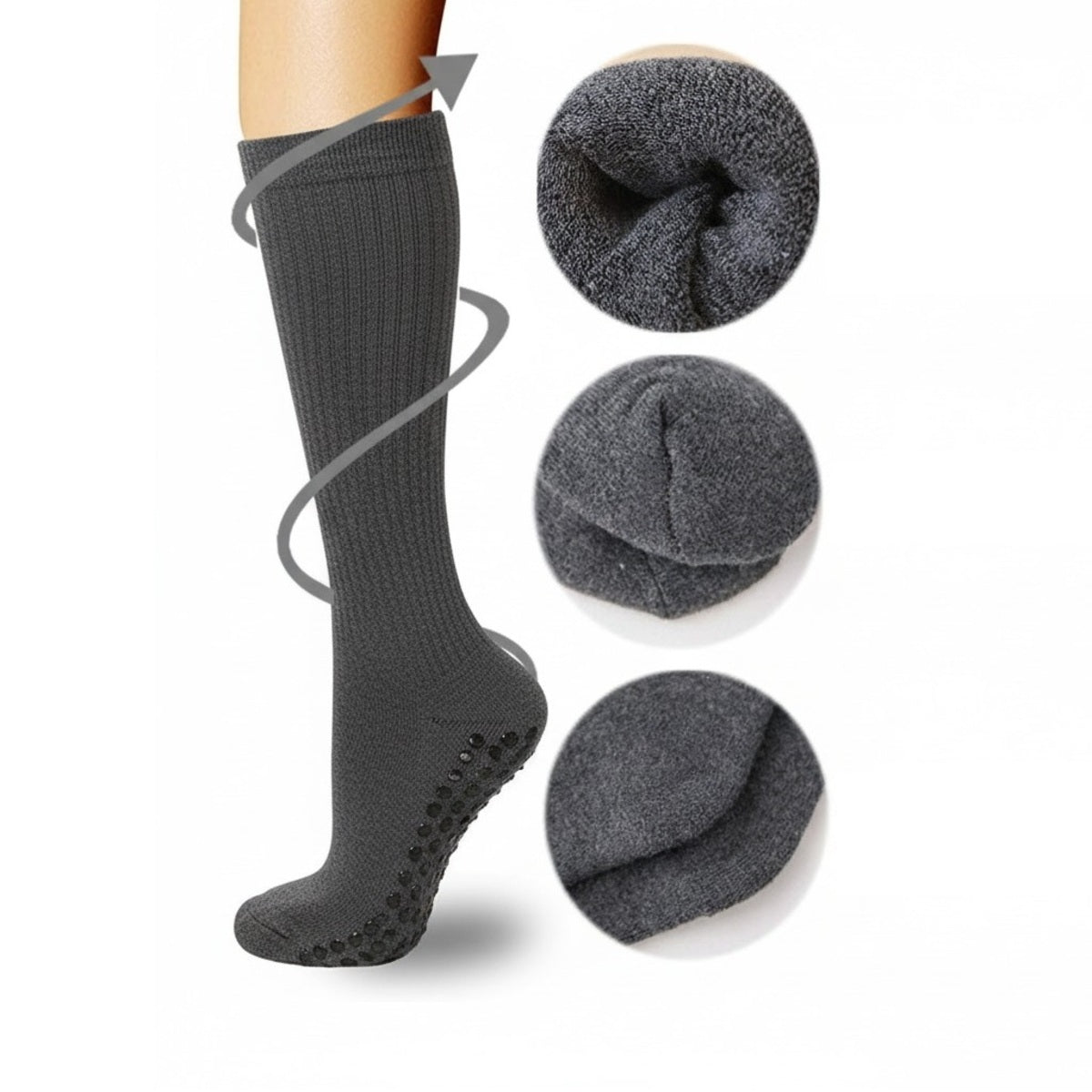 Women’s 3 Pairs Winter Cotton Socks – Warm Knee-High Non-Slip