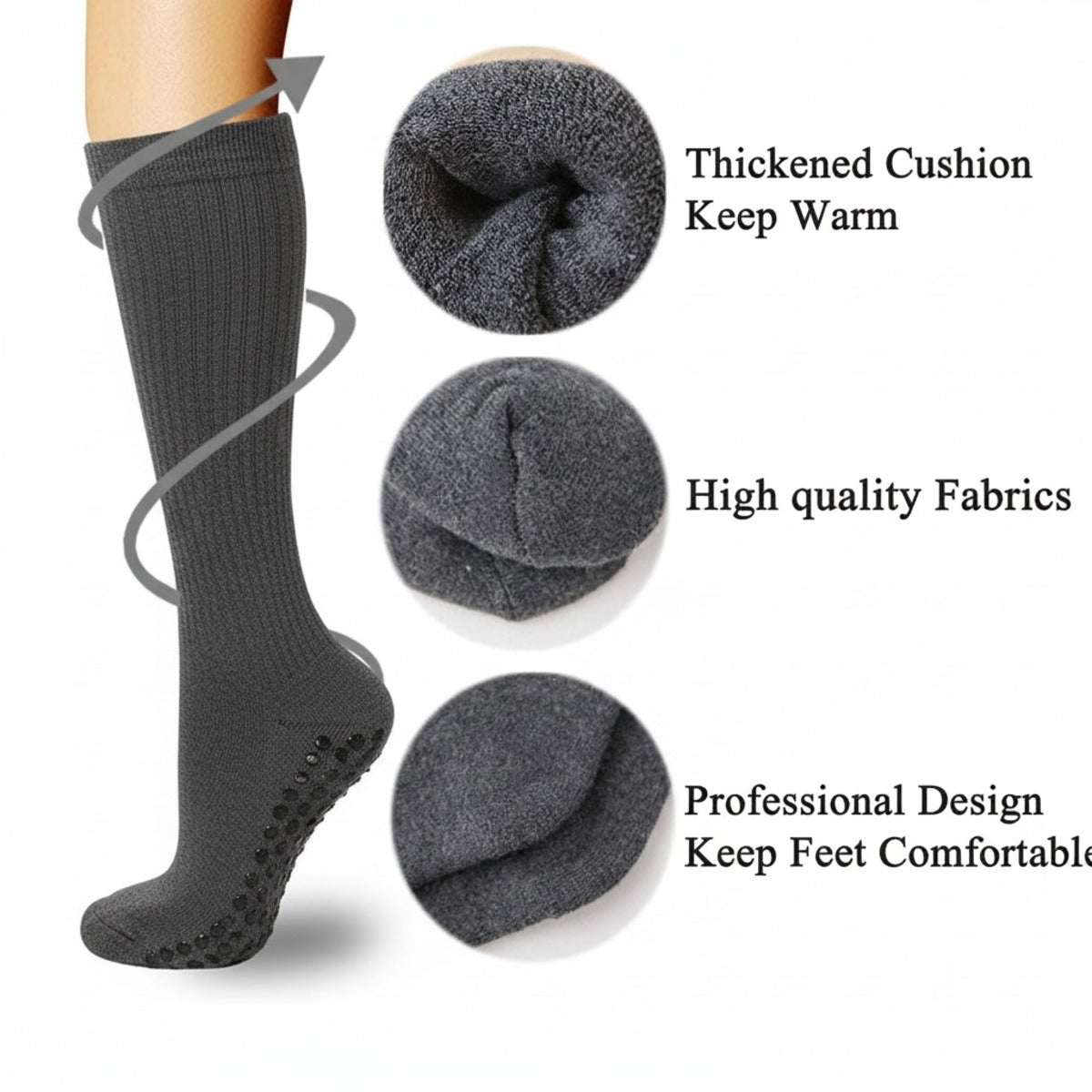 Women’s 3 Pairs Winter Cotton Socks – Warm Knee-High Non-Slip