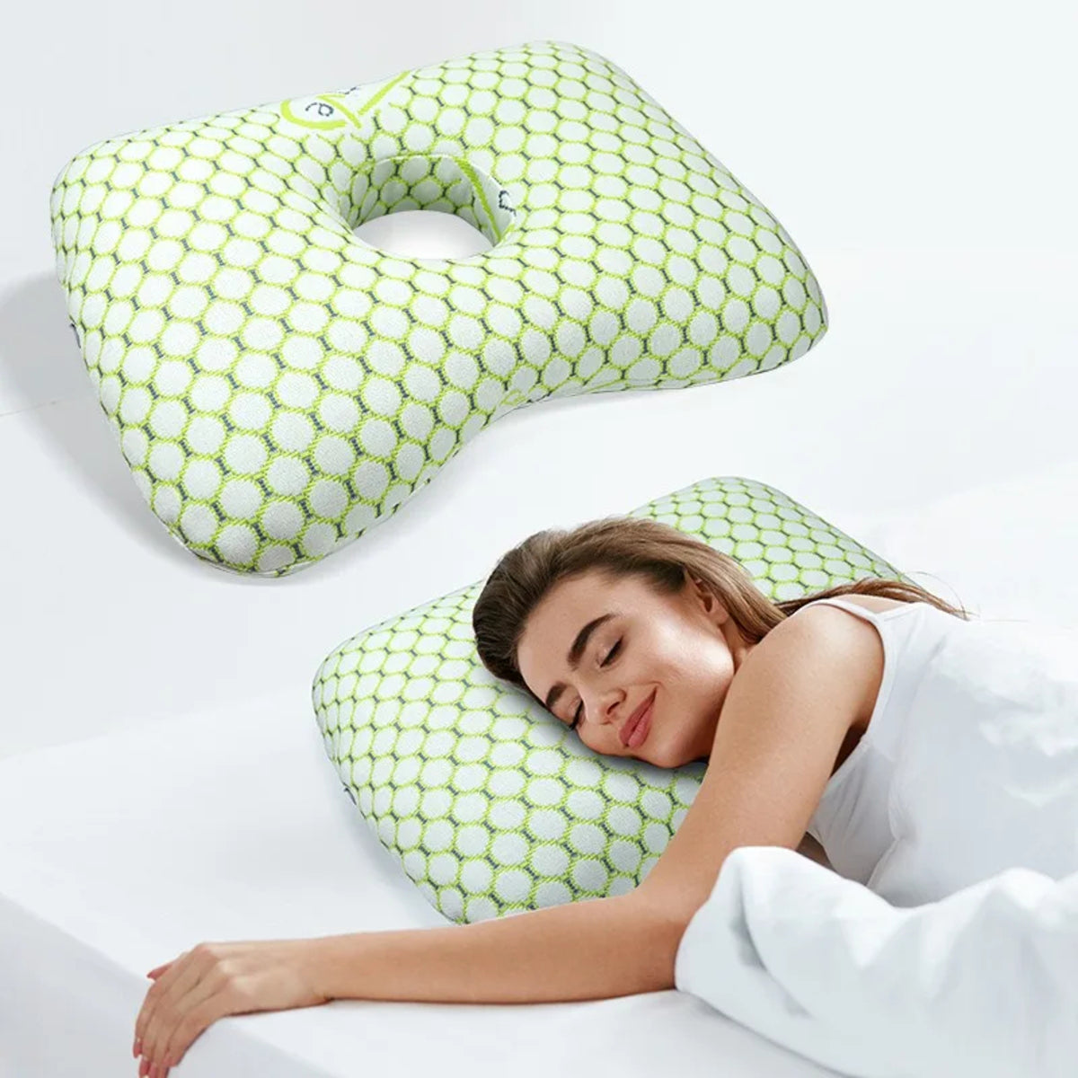 Ear Pillow with Ear Hole – Side Sleeper Pressure Relief for Adults and Seniors
