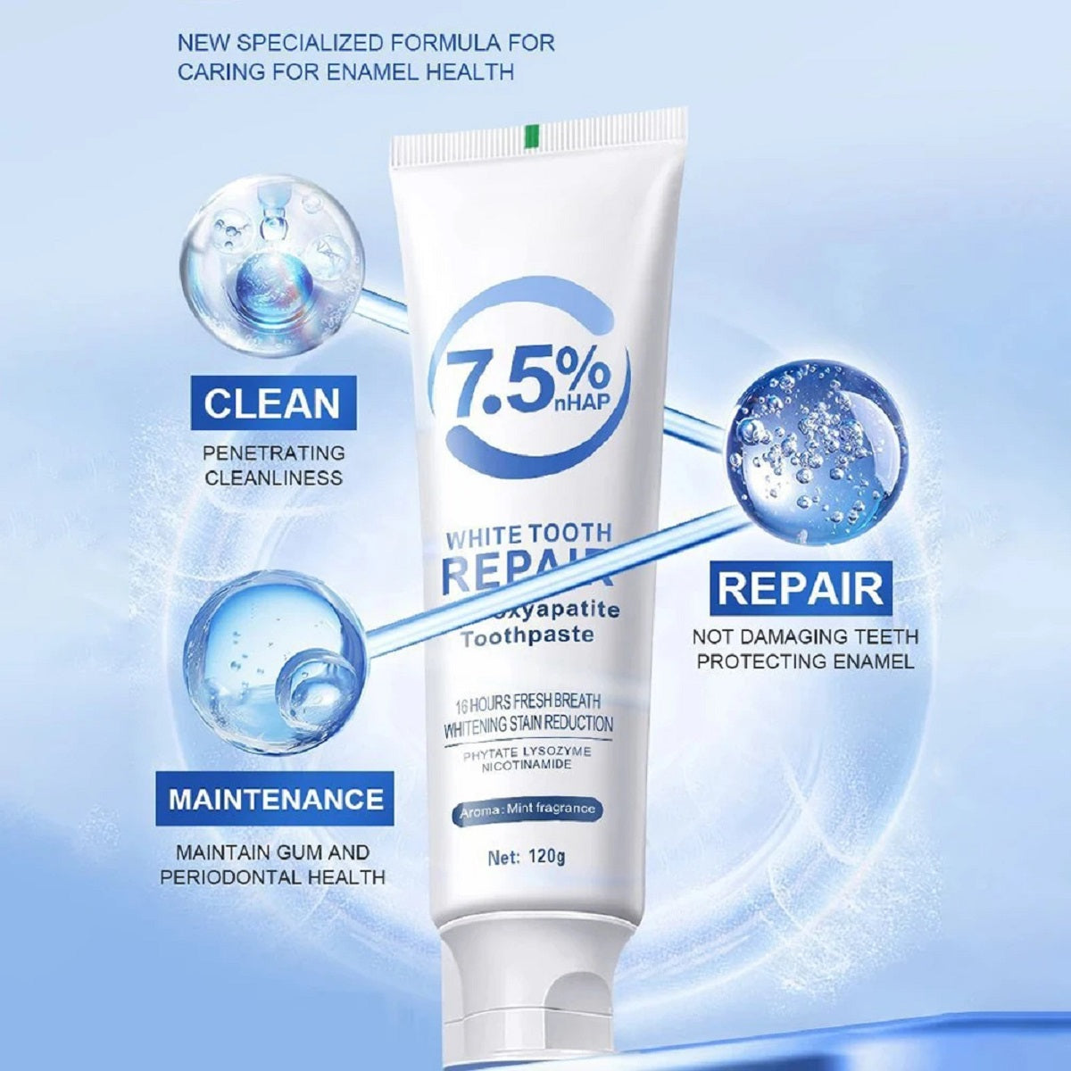 Gentle Mint Whitening Toothpaste – Breath-Freshening Intensive Stain Removal