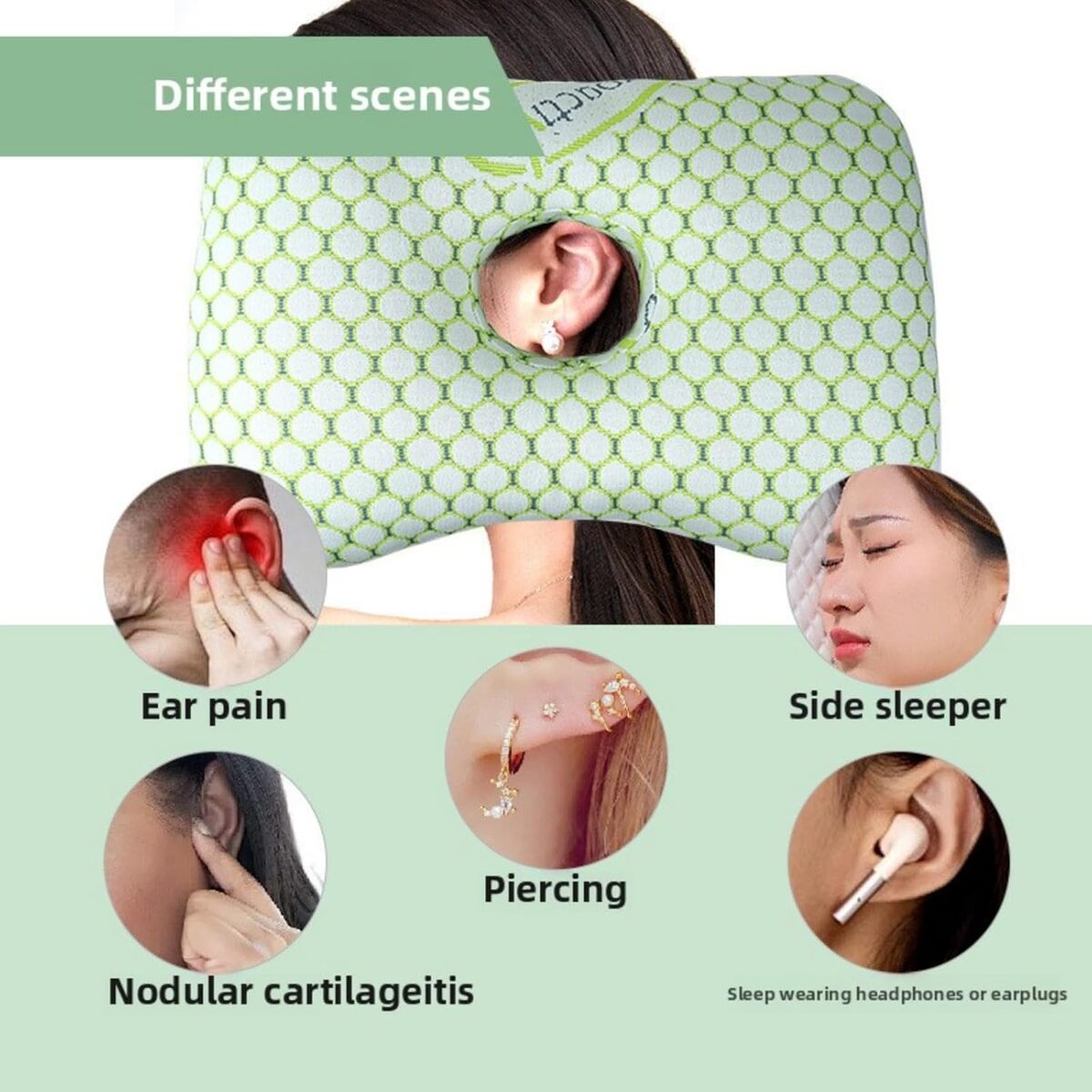 Ear Pillow with Ear Hole – Side Sleeper Pressure Relief for Adults and Seniors
