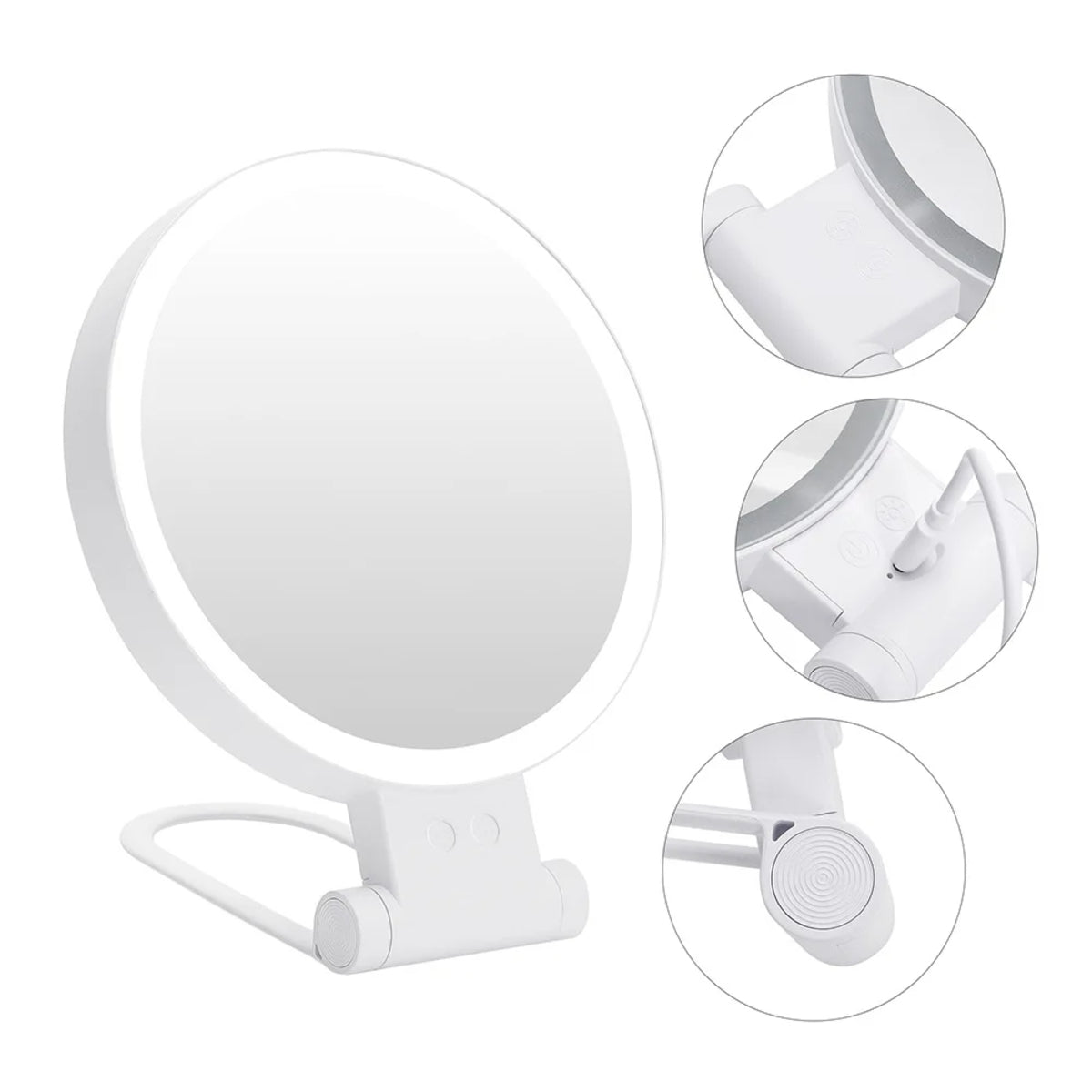 Portable Rechargeable LED Make-Up Mirror – Double-Sided Foldable Desktop