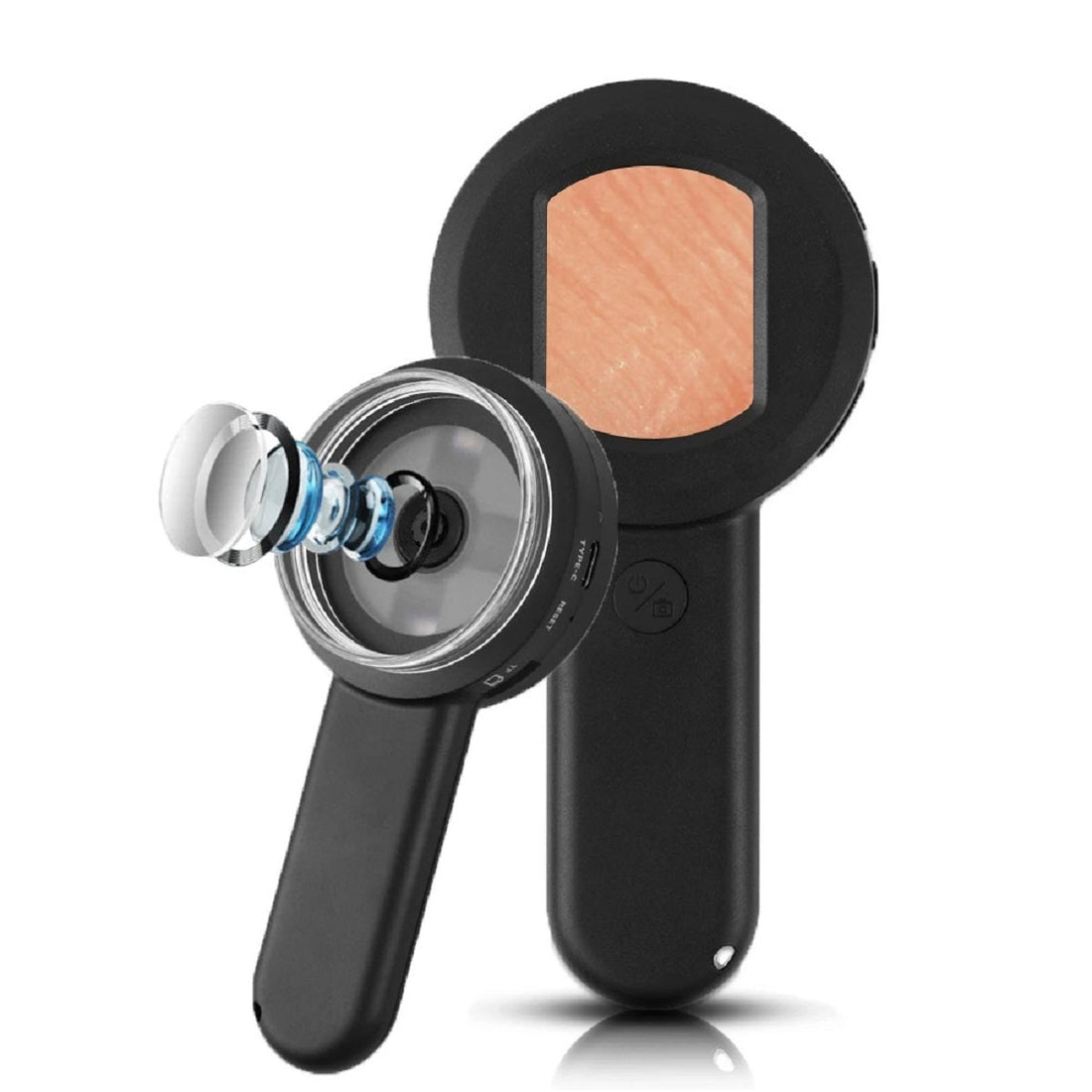 Mini Digital Skin Microscope – Rechargeable Handheld Analyzer with 8 LEDs