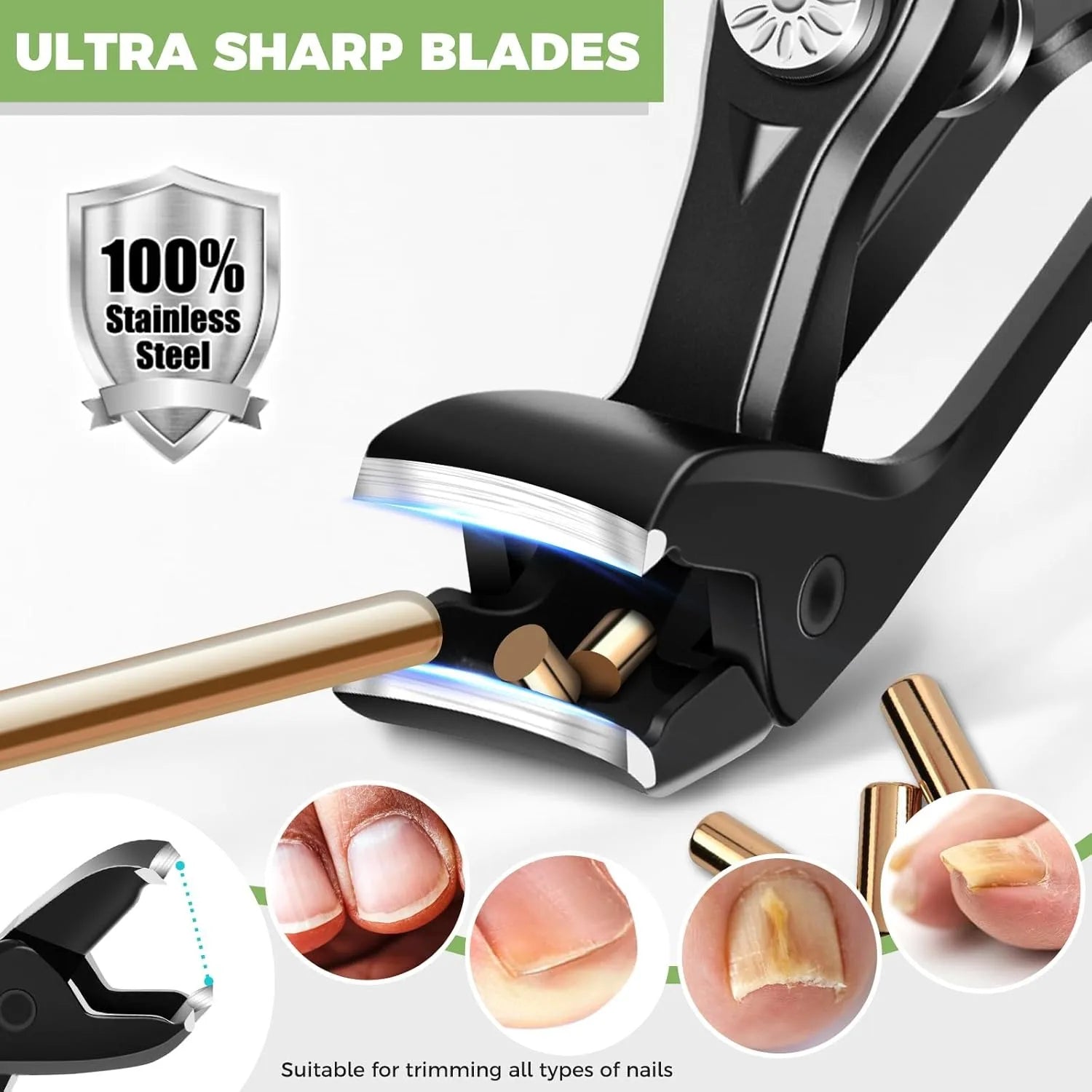 4-in-1 Stainless Steel Nail Clippers – Curved Blade for Toenail