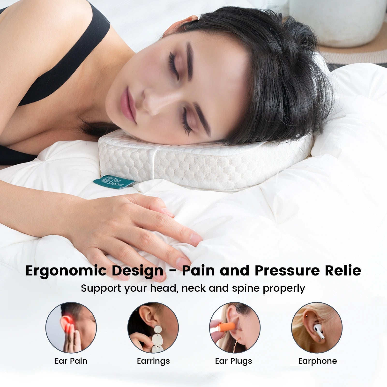 Memory Foam Ear Pillow with Ear Hole